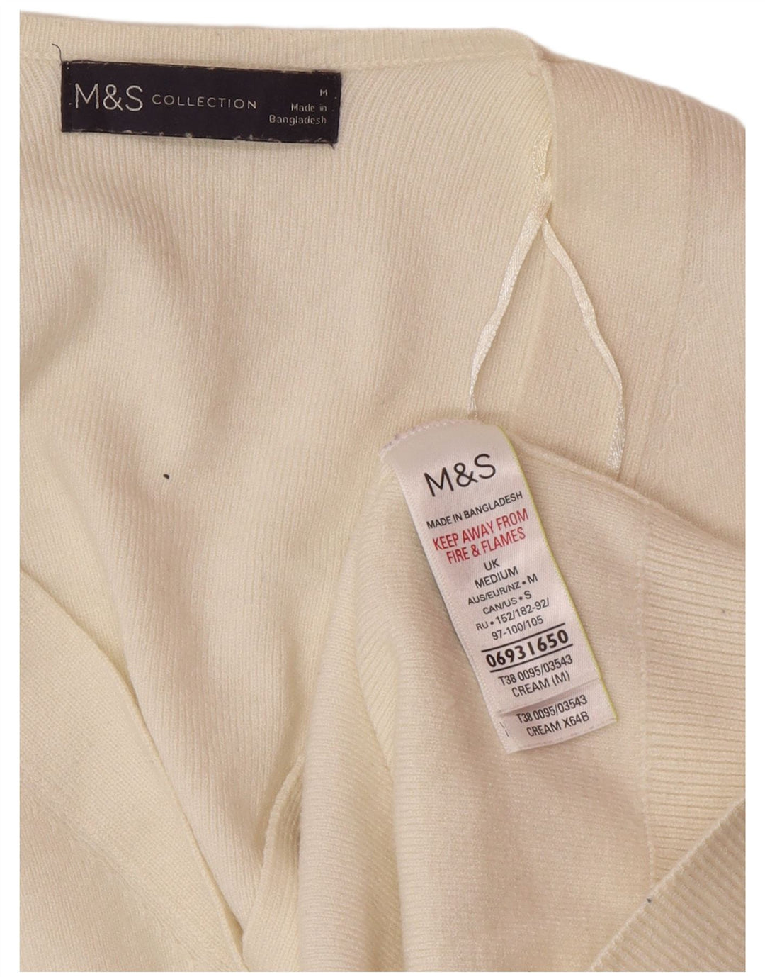 Marks & Spencer Γυναικεία ζακέτα πουλόβερ UK 14 Medium Off White Viscose