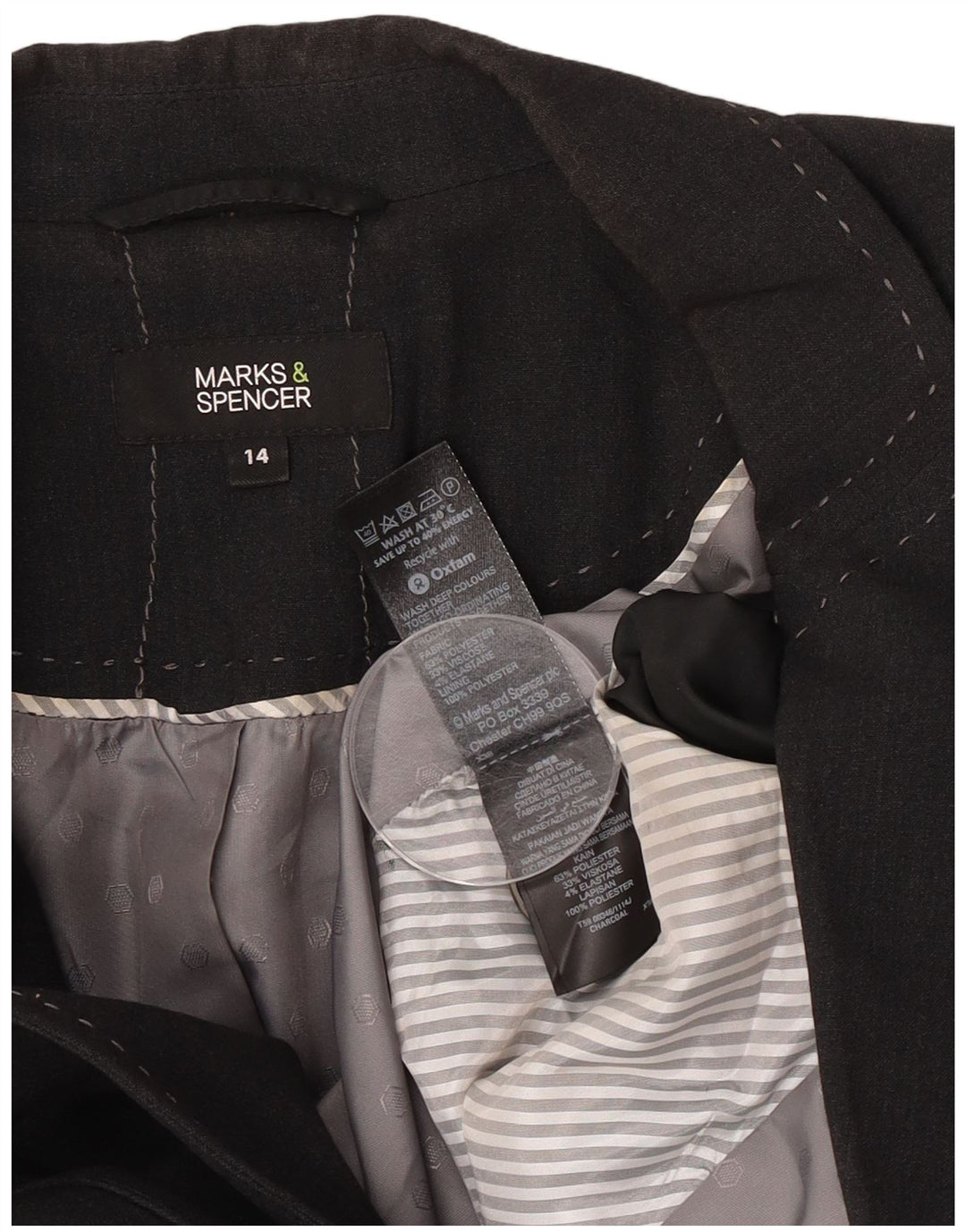 Marks & Spencer Γυναικείο Μπουφάν σακάκι με 1 κουμπί UK 14 μεγάλο μαύρο πολυεστέρα