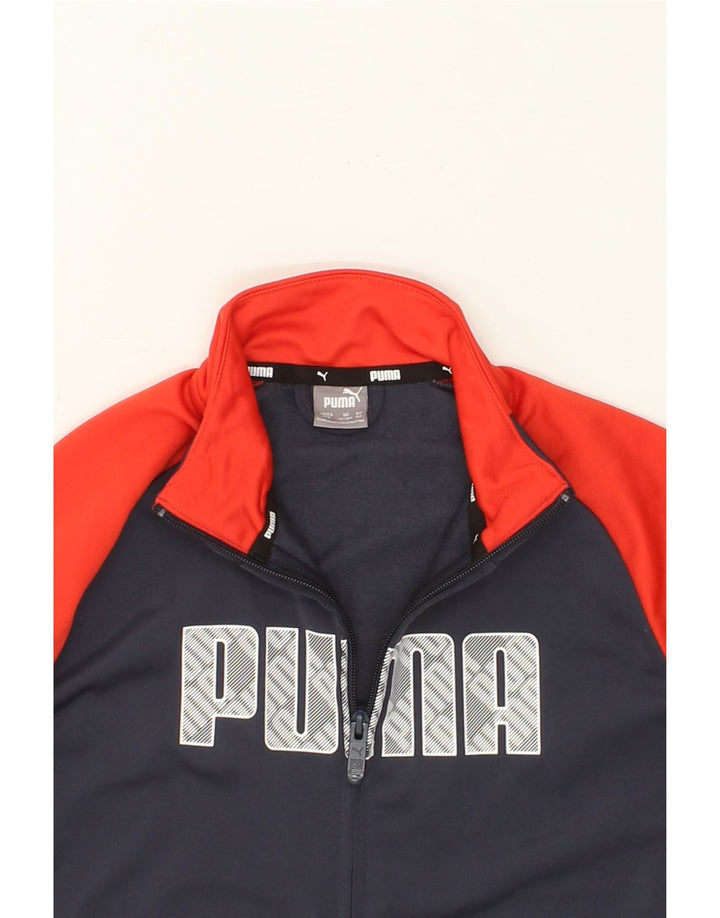 PUMA Boys Graphic Tracksuit Top Jacket 11-12 Years Large Navy Blue Vintage Puma and Second-Hand Puma from Messina Hembry 