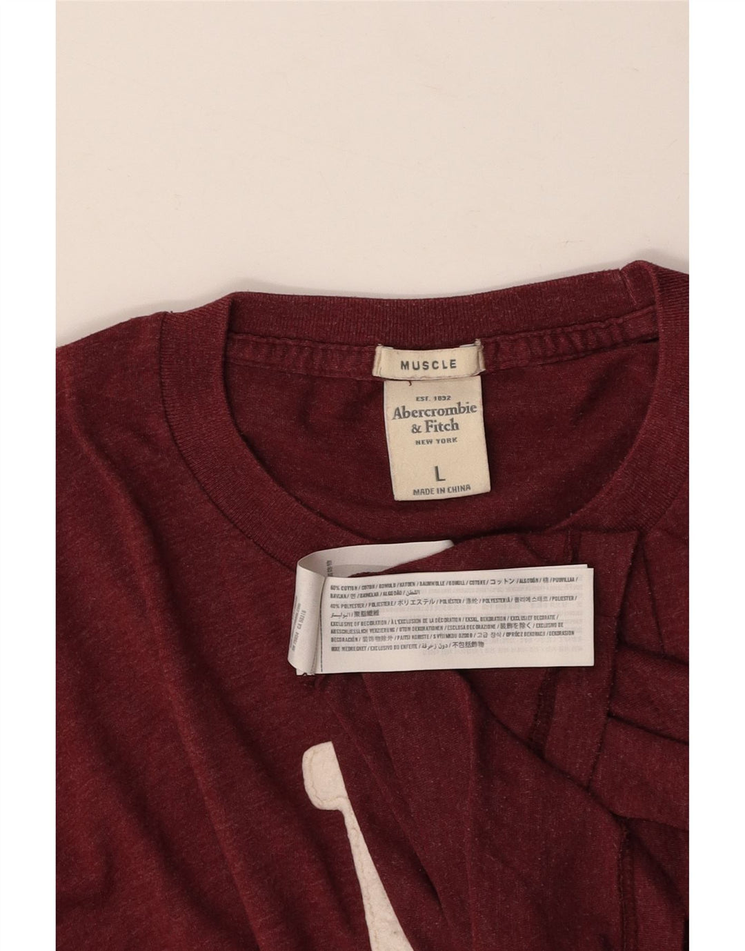 ABERCROMBIE & FITCH Ανδρικό Μυϊκό Γραφικό Μακρυμάνικο Μπορντό