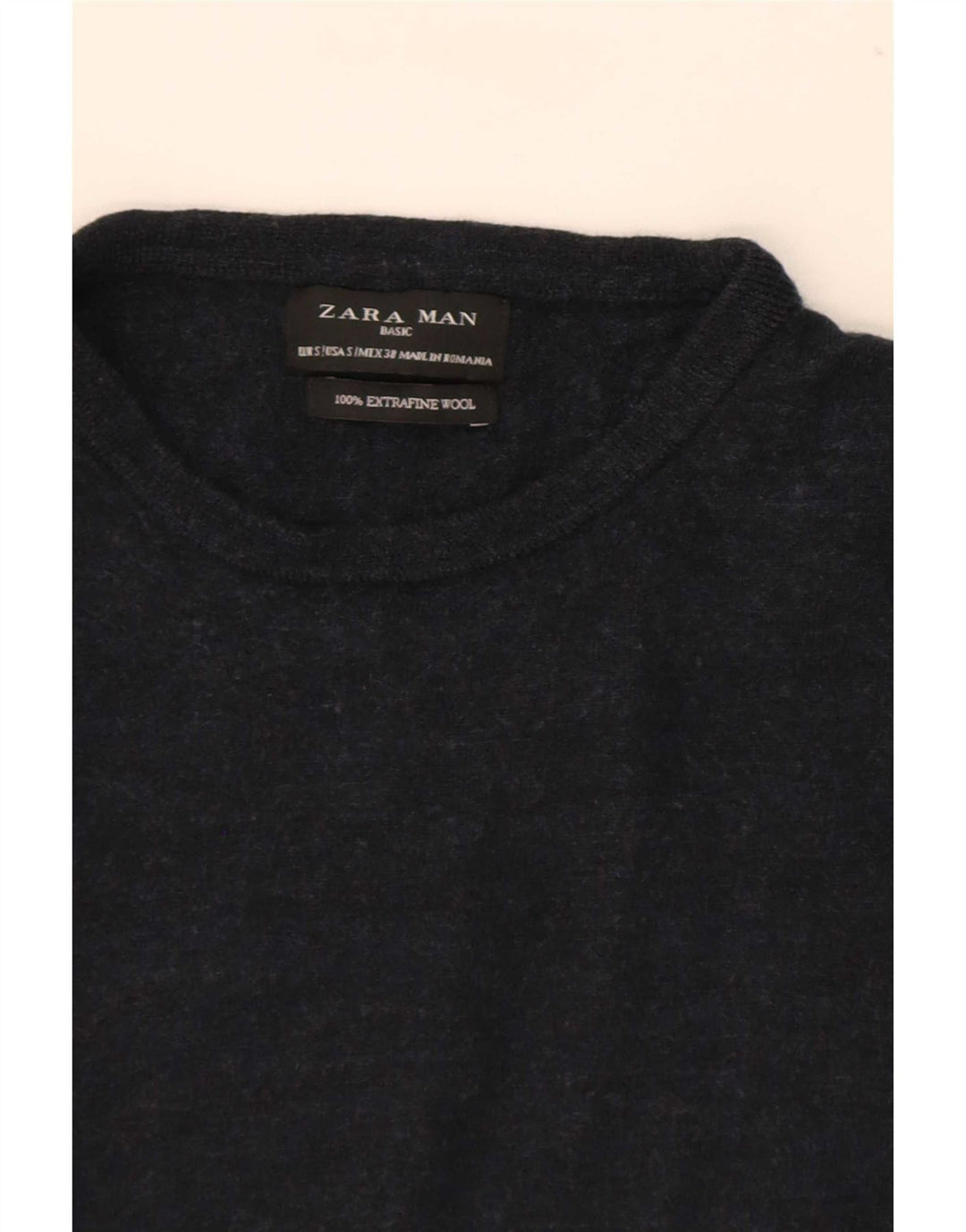 Ανδρικό πουλόβερ Zara Crew Neck Jumper Μικρό Μαλλί Navy Blue