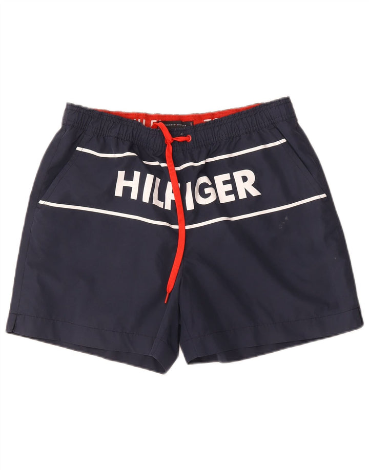 Γραφικό ανδρικό σορτς κολύμβησης Tommy Hilfiger, μεσαίο μπλε ναυτικό πολυεστέρας