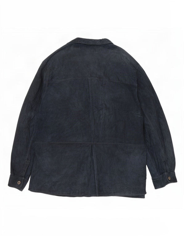 Vintage Γυναικείο Suede Jacket UK 18 XL Navy Blue Leather