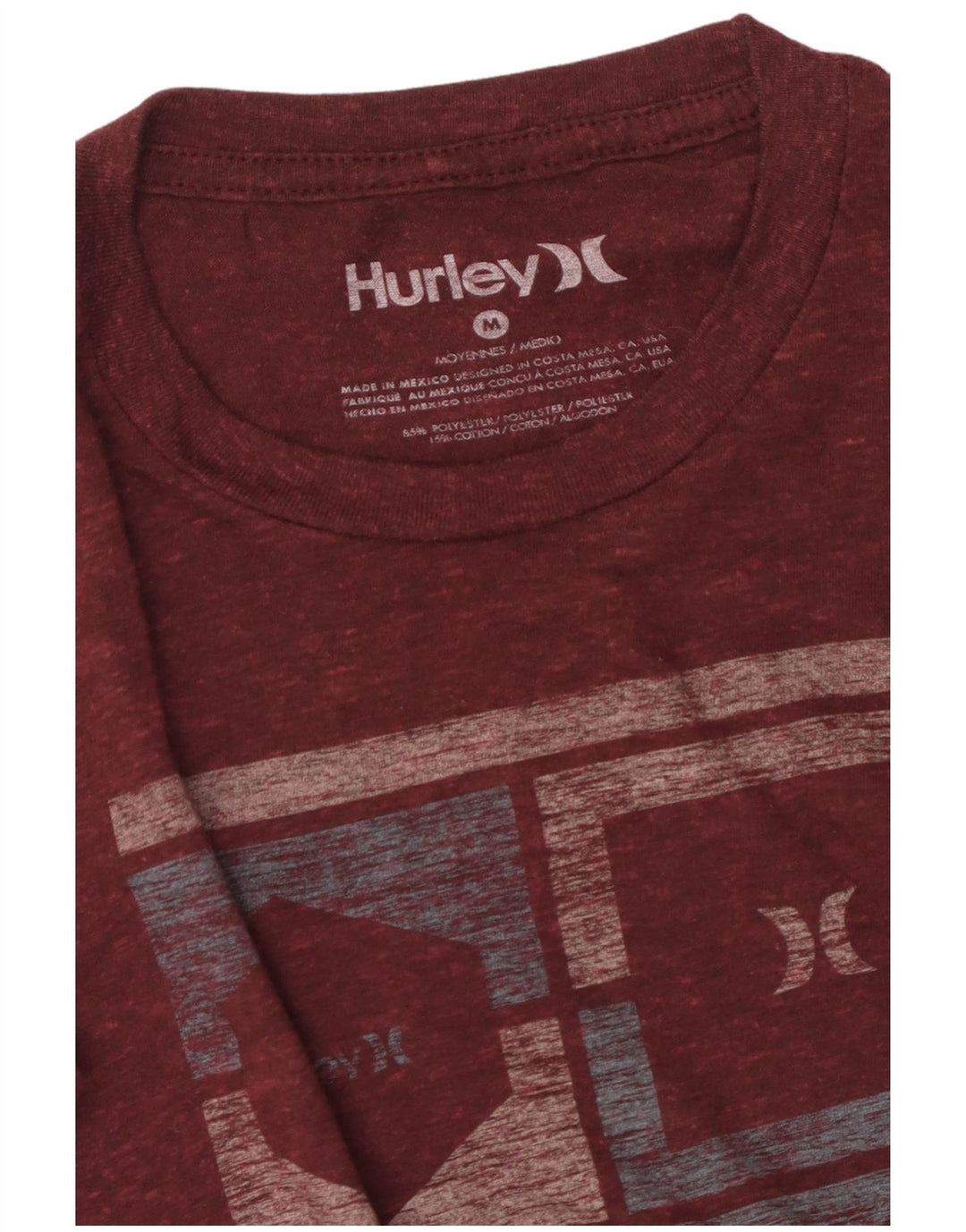 Ανδρικό γραφικό T-Shirt Hurley Top Medium Maroon Πολυεστέρας