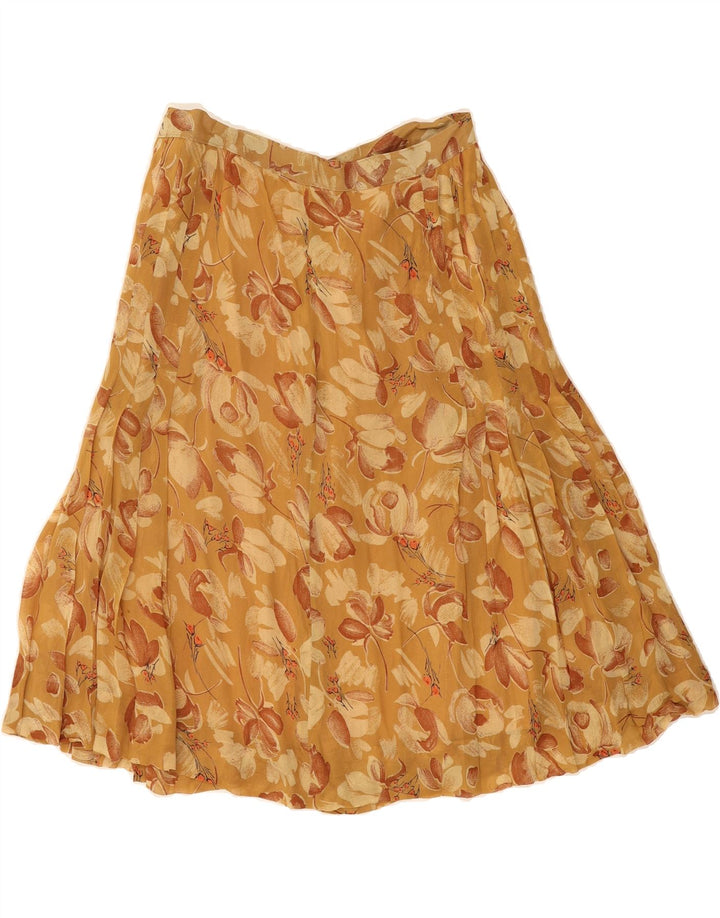 VINTAGE Womens A-Line Skirt W30 Medium Yellow Floral Vintage Vintage and Second-Hand Vintage from Messina Hembry 