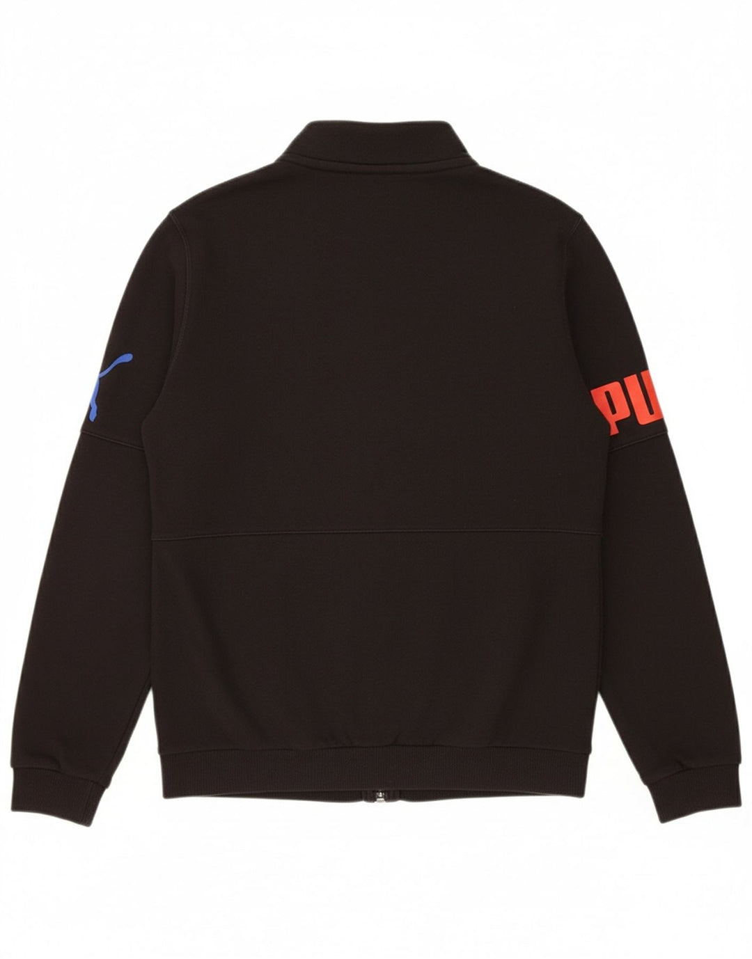 PUMA Boys Graphic Tracksuit Top Jacket 13-14 Years Black Cotton
