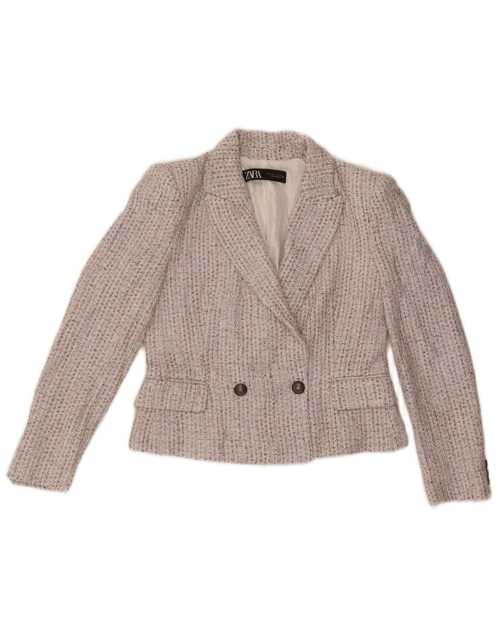 Zara Γυναικείο σακάκι με διπλό στήθος UK 10 Small Beige Flecked