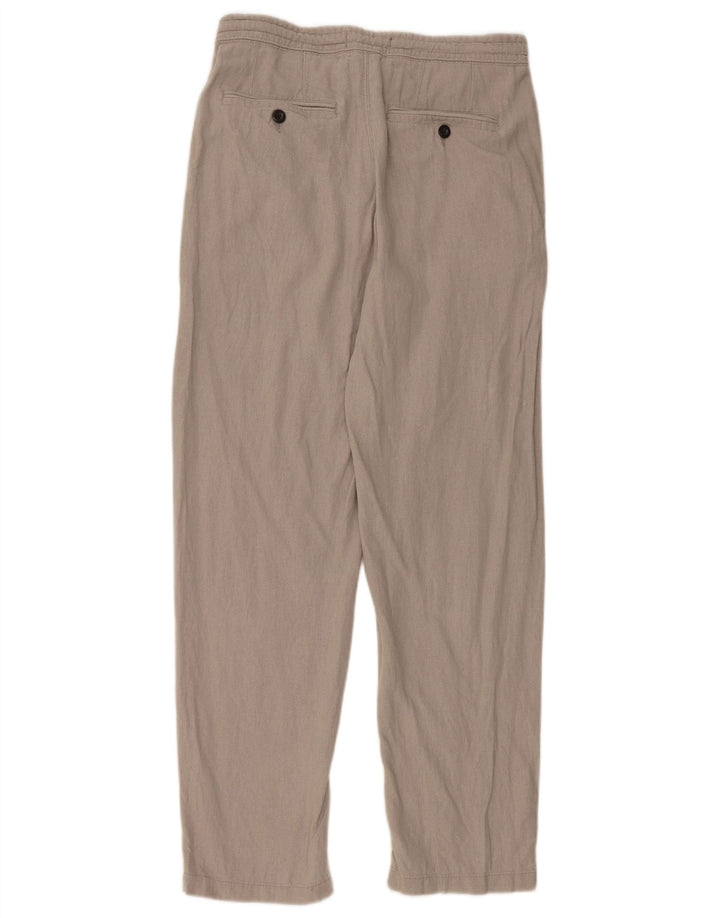 Marks & Spencer Γυναικείο κανονικό ίσιο παντελόνι Chino W30 L31 Γκρι λινό