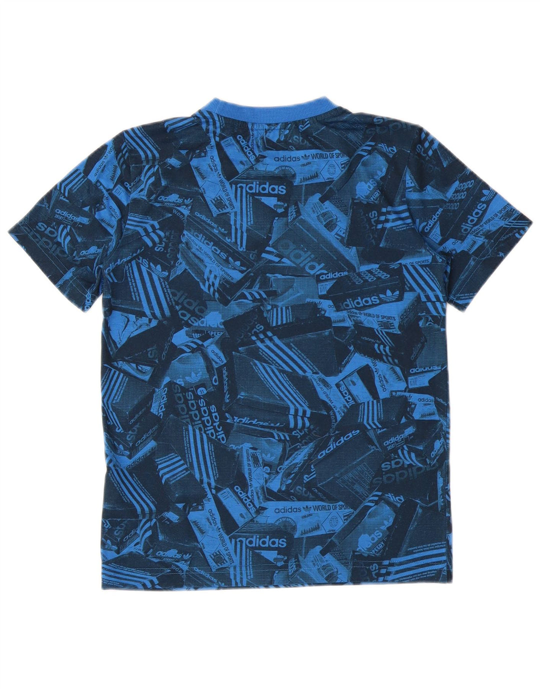 Adidas Boys Graphic T-Shirt Top 9-10 Years Blue Polyester