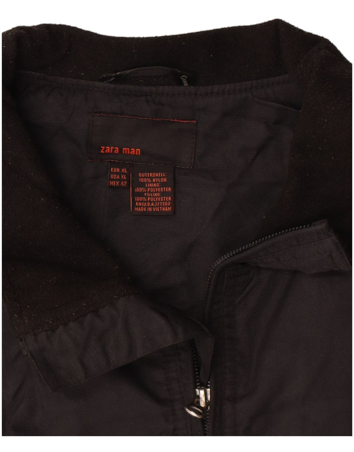 Zara Ανδρικό Bomber Jacket UK 42 XL μαύρο νάιλον