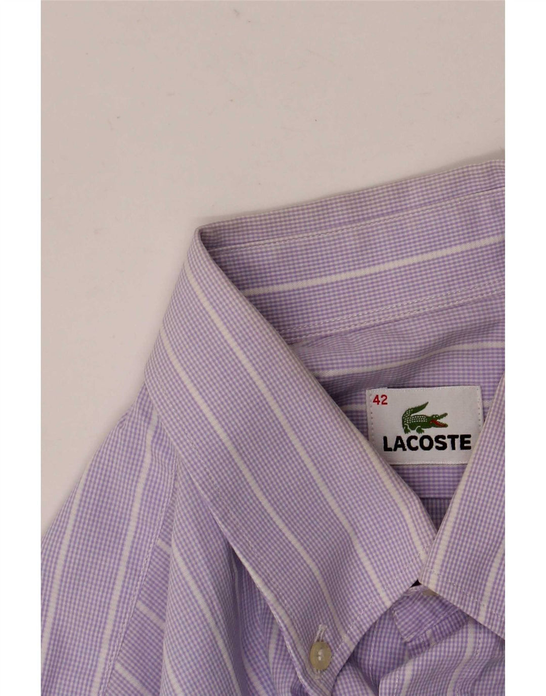 Ανδρικό πουκάμισο Lacoste 42 Μεγάλο βαμβακερό μωβ ριγέ
