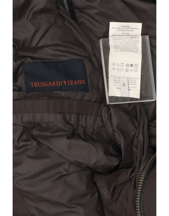 TRUSSARDI Mens Quilted Jacket IT 46 Small Brown Polyester Vintage Trussardi and Second-Hand Trussardi from Messina Hembry 