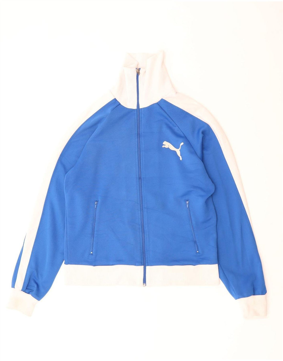 Γυναικεία αθλητική φόρμα PUMA γραφικά Top Jacket UK 16 Large Blue Colourblock