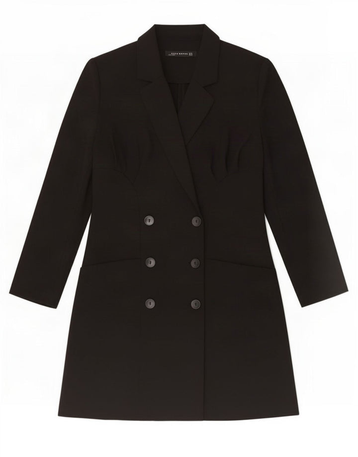 Zara Γυναικείο Παλτό με διπλό στήθος UK 12 Medium Black