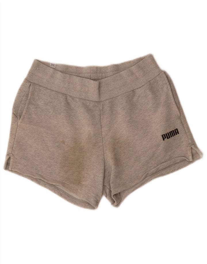 PUMA Womens Sport Shorts UK 12 Medium  Grey Cotton