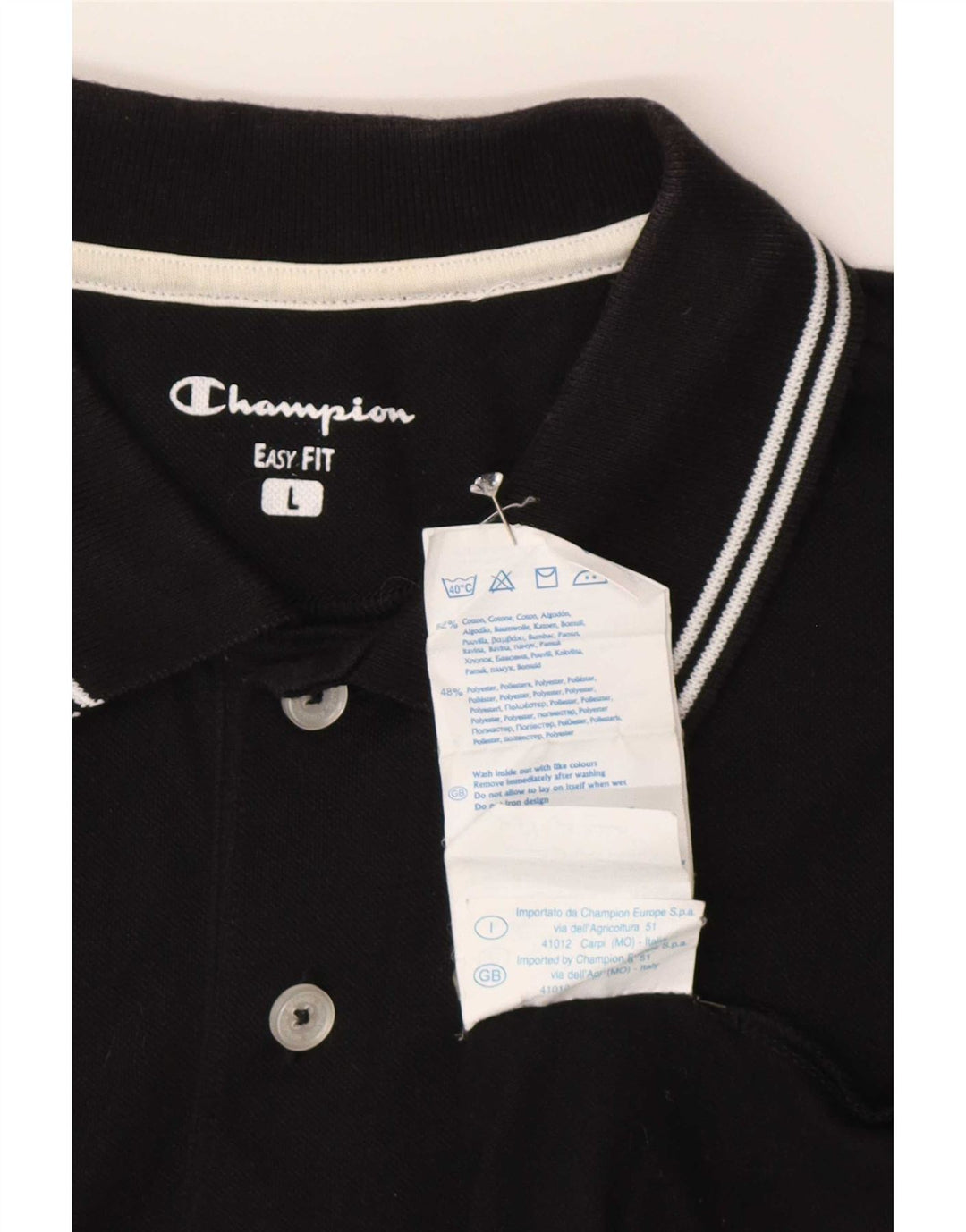 Champion Mens Easy Fit Polo πουκάμισο μεγάλο μαύρο βαμβακερό