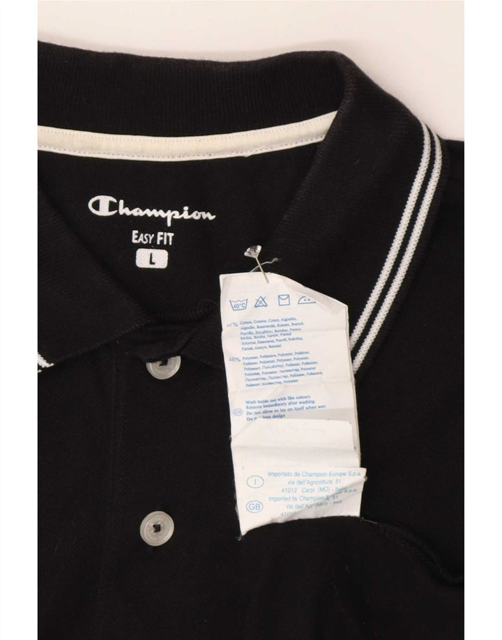 Champion Mens Easy Fit Polo πουκάμισο μεγάλο μαύρο βαμβακερό