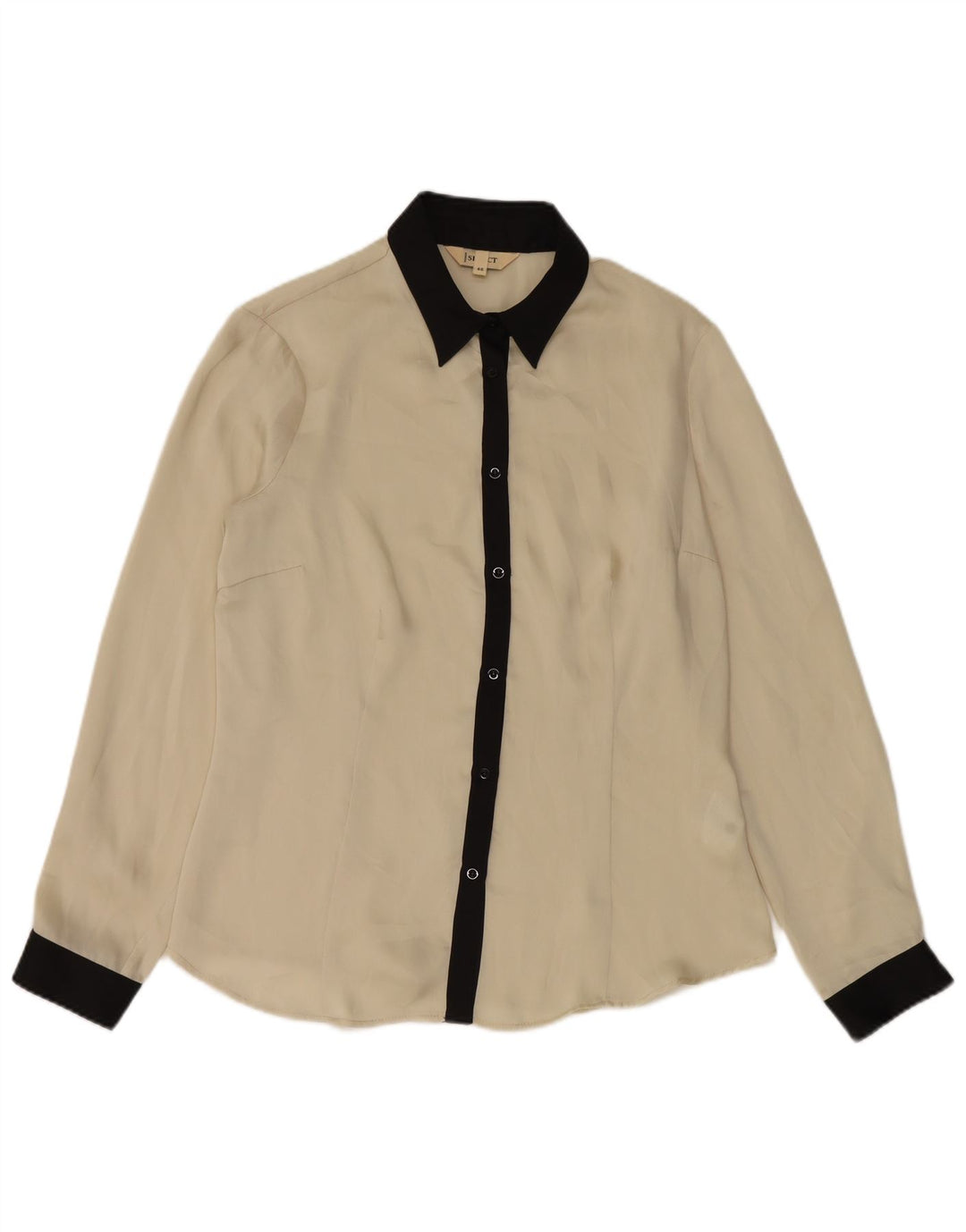 Vintage Womens Shirt IT 46 Large Beige Colourblock Polyester