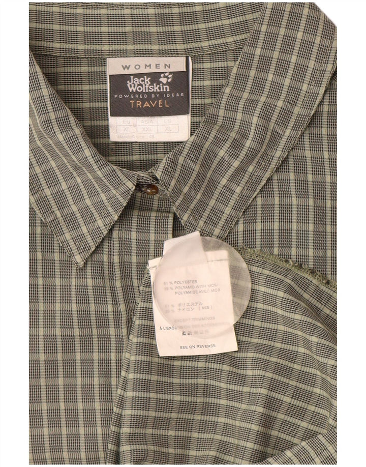 Γυναικείο κοντομάνικο μπλουζάκι JACK WOLFSKIN UK 18 XL Χακί Check Polyester