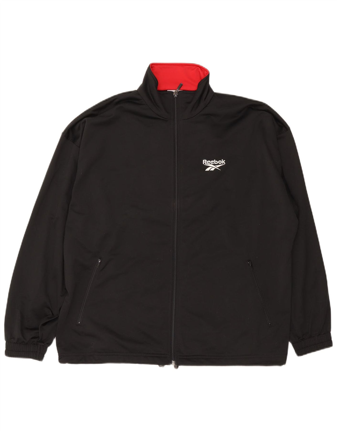 Ανδρική φόρμα γυμναστικής Reebok Graphic Loose Fit Top Jacket Μικρό μαύρο πολυεστέρα