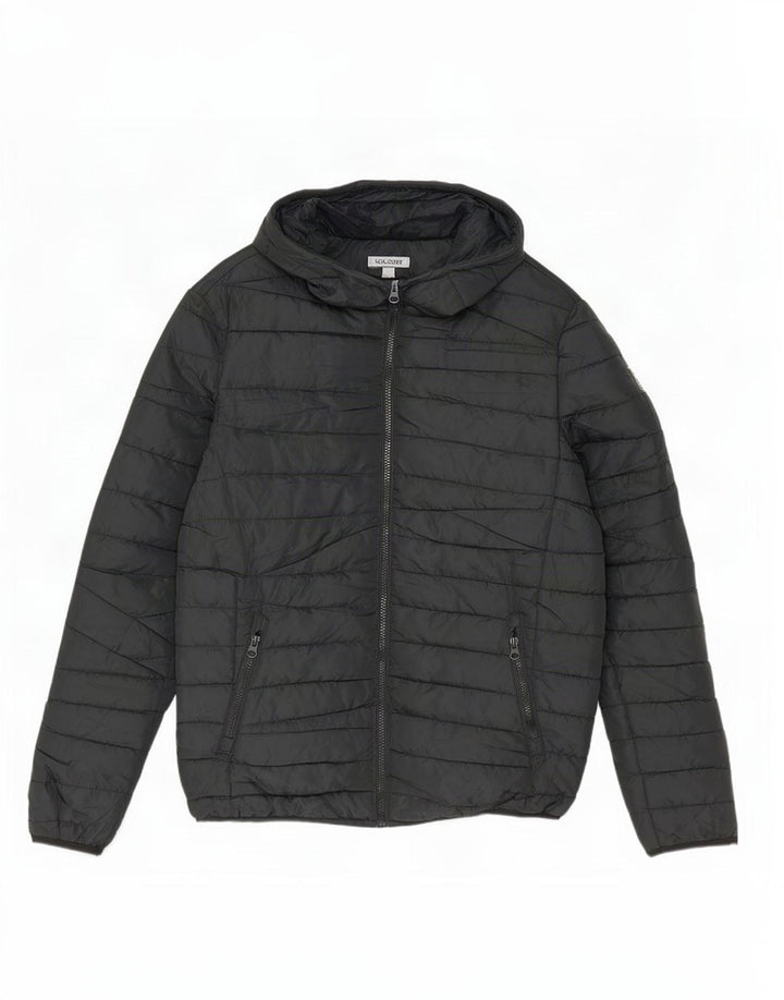 Jack & Jones Ανδρικό μπουφάν με κουκούλα UK 36 Small Black Polyester