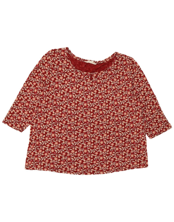 Seasalt Cornwall Γυναικεία τοπ 3/4 μανίκια UK 16 μεγάλη μπορντό φλοράλ βισκόζη