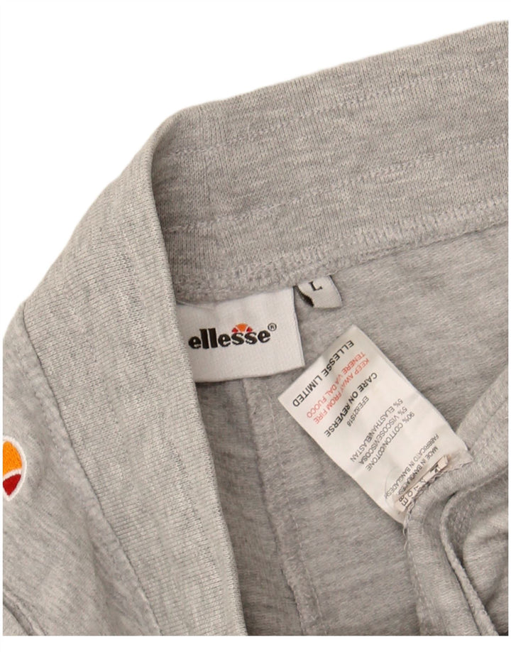 ELLESSE Womens Graphic Tracksuit Trousers Joggers Large  Grey Cotton