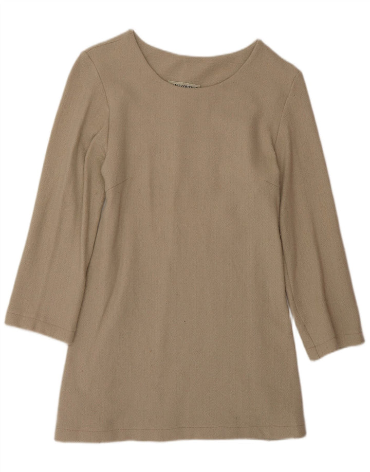 Vintage γυναικείο μακρυμάνικο φόρεμα Shift EU 42 Large Beige