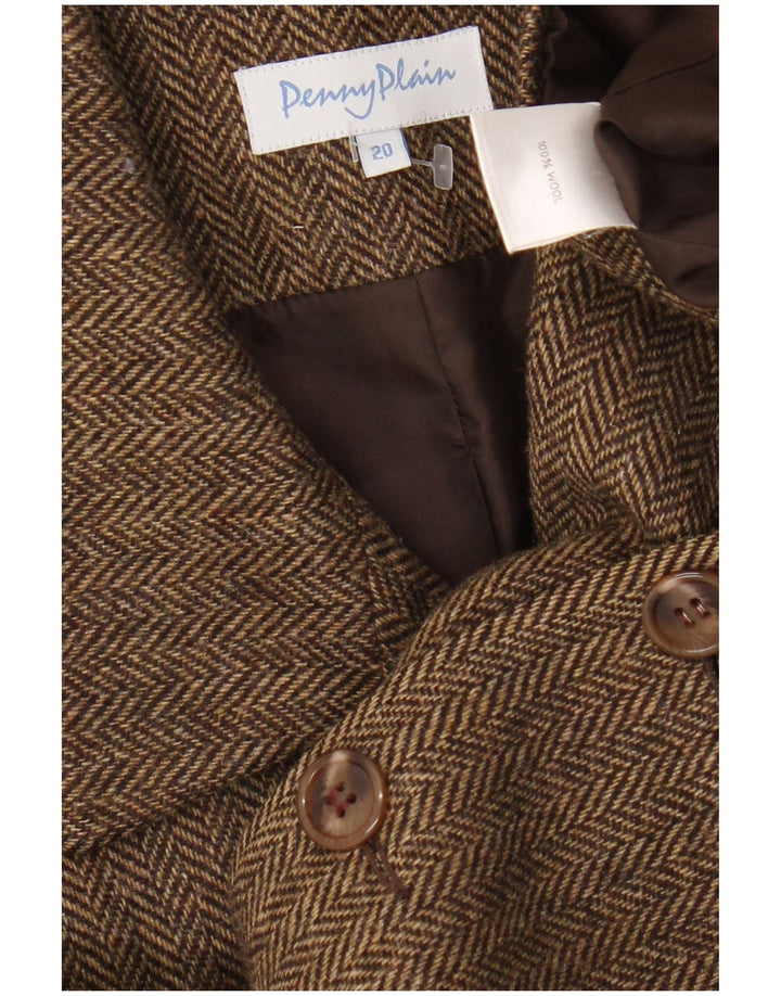 Penny Plain Γυναικείο μπουφάν blazer UK 20 2XL Καφέ μαλλί ψαροκόκαλο