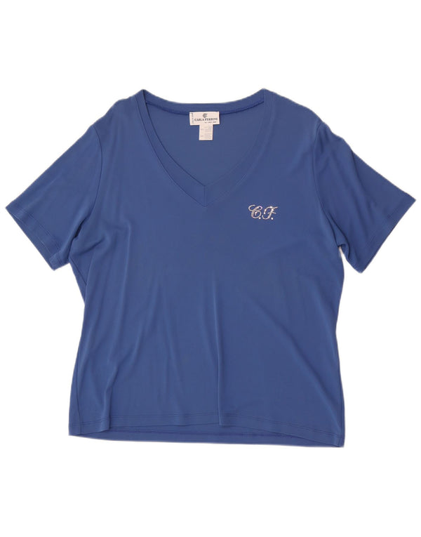 CARLA FERRONI Γυναικείο T-Shirt Top UK 20 2XL Blue Viscose