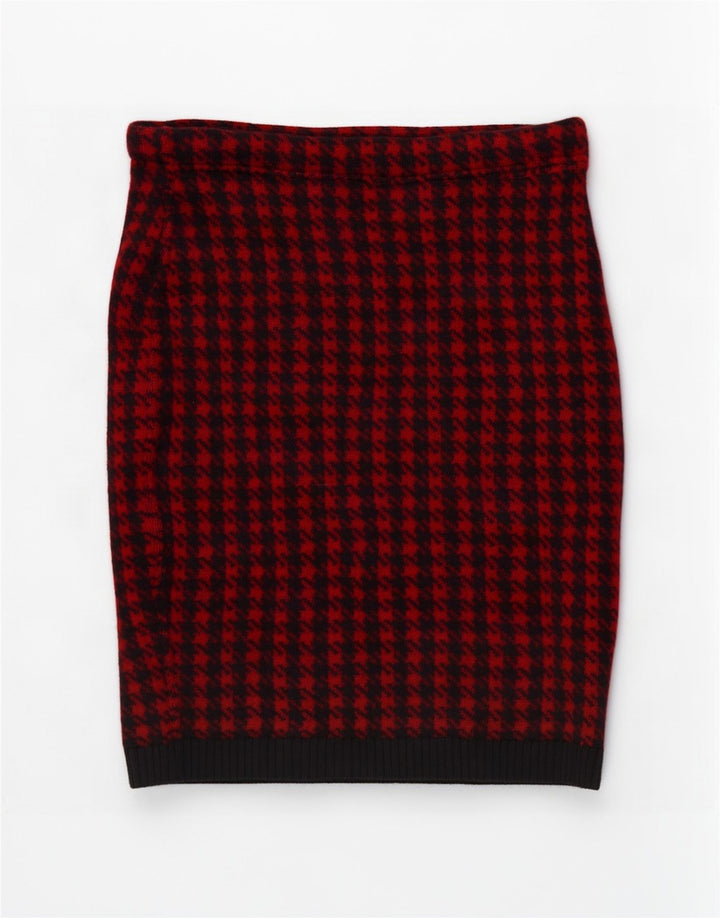 Vintage Γυναικεία Πλεκτή Pencil Φούστα W30 Medium Red Houndstooth