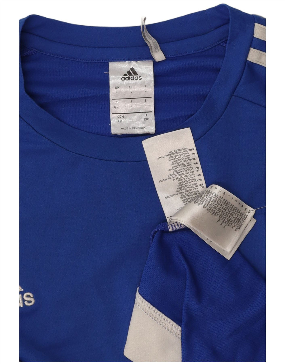 Ανδρικό T-Shirt Climalite ADIDAS Top Large Blue Colorblock Πολυεστέρας