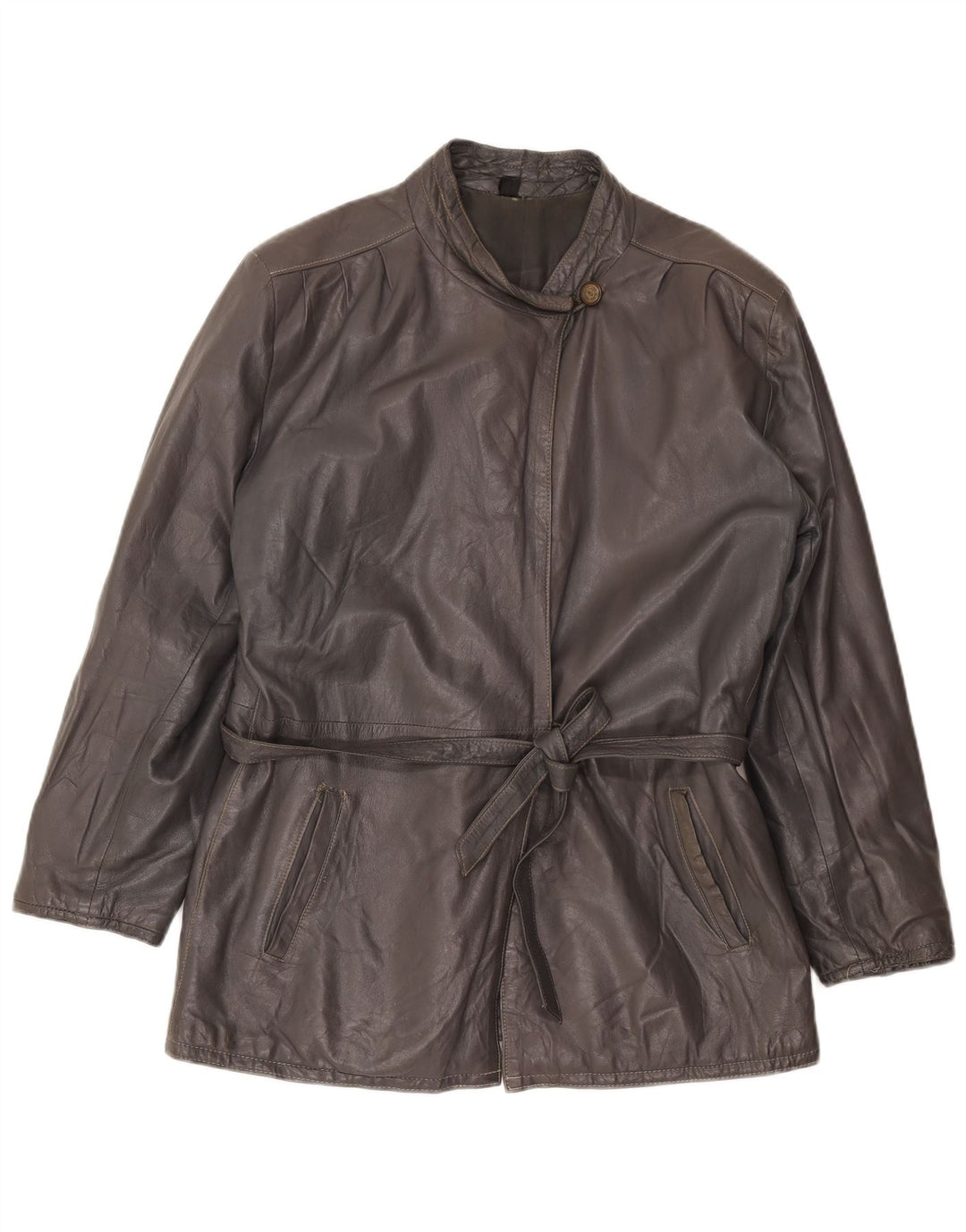 Vintage Γυναικείο Δερμάτινο Μπουφάν UK 16 Large Grey