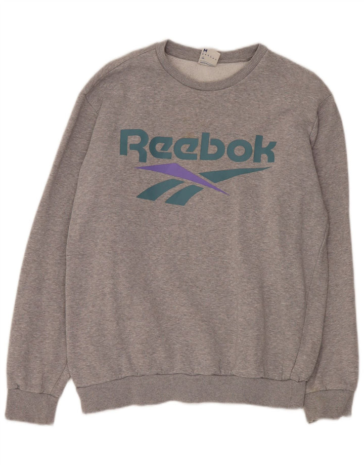 Ανδρικό γραφικό φούτερ Reebok, μεσαίο γκρι βαμβακερό