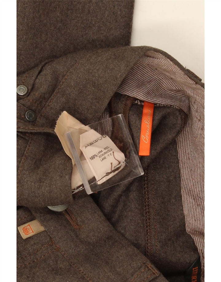CORNELIANI Ανδρικό ίσιο casual παντελόνι W36 L28 Καφέ Μαλλί