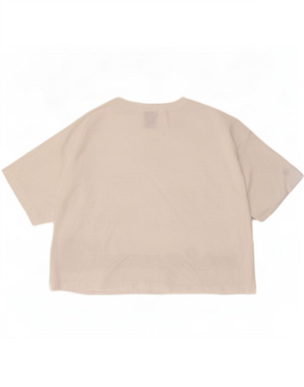 Champion Γυναικείο Crop Graphic T-Shirt Top UK 16 Large White βαμβακερό