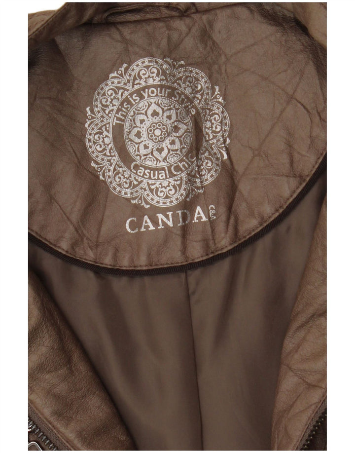 Canda Γυναικείο Crop Δερμάτινο Μπουφάν UK 16 Large Brown