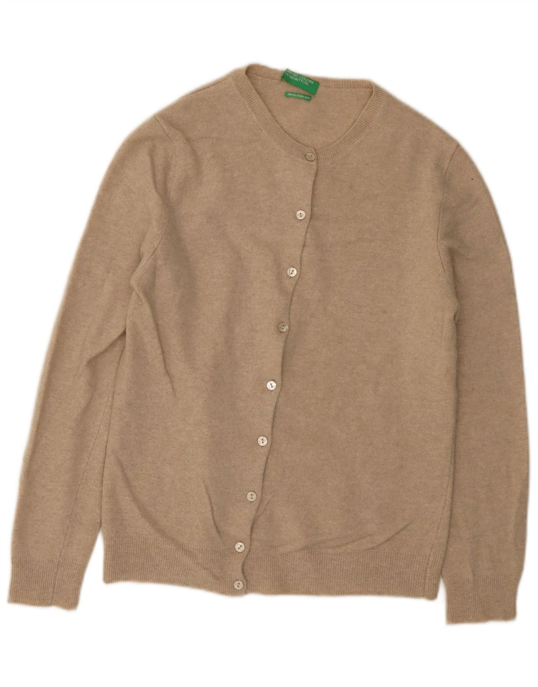 Γυναικείο πουλόβερ Benetton Cardigan UK 12 Medium Beige New Wool