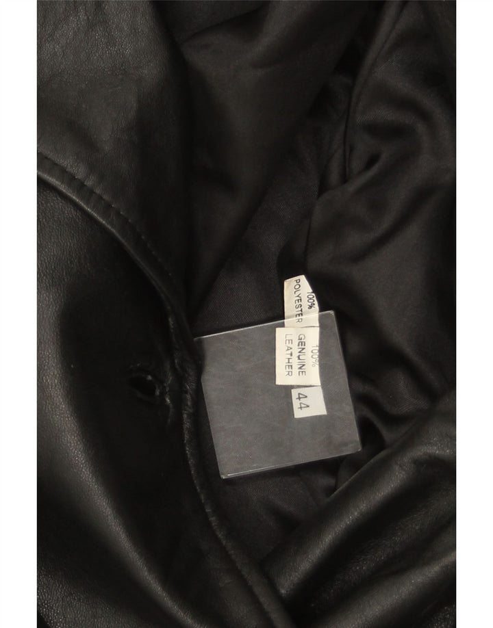 VINTAGE Γυναικείο Δερμάτινο Παλτό IT 44 Μεσαίο Μαύρο Δερμάτινο