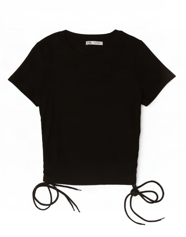 Zara Γυναικείο Crop Top UK 12 Medium Black Polyester