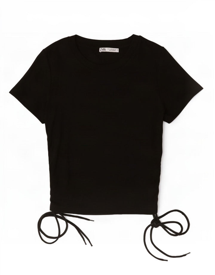 Zara Γυναικείο Crop Top UK 12 Medium Black Polyester