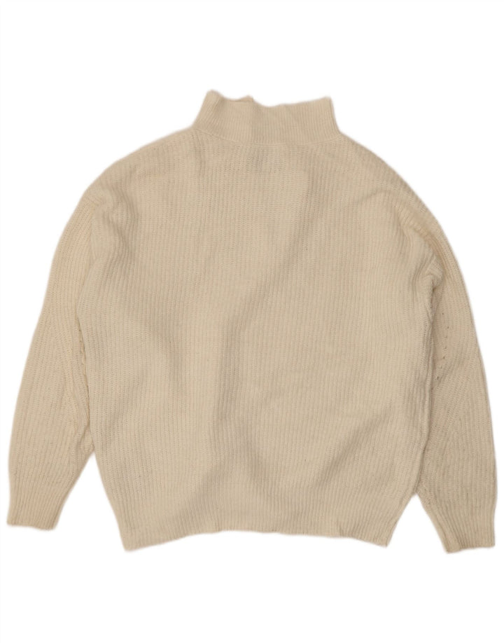 Jack Wills γυναικείο πουλόβερ με φερμουάρ UK 14 Μεγάλο σε ανοιχτό λευκό ακρυλικό