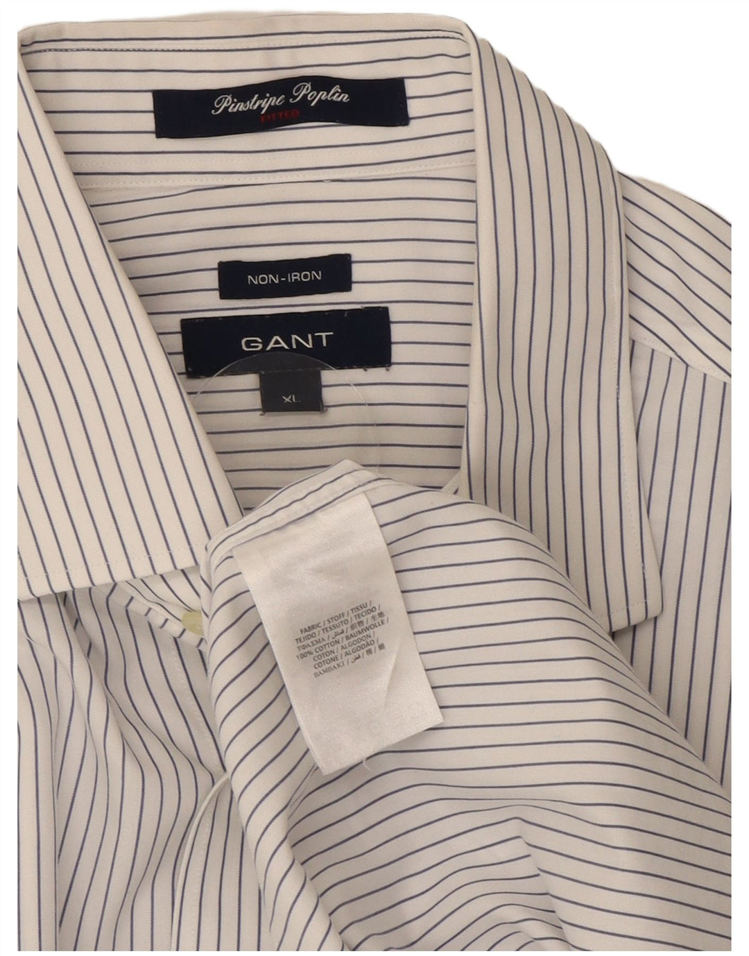 Ανδρικό Gant NON - IRON Πουκάμισο XL Λευκό Βαμβακερό ριγέ