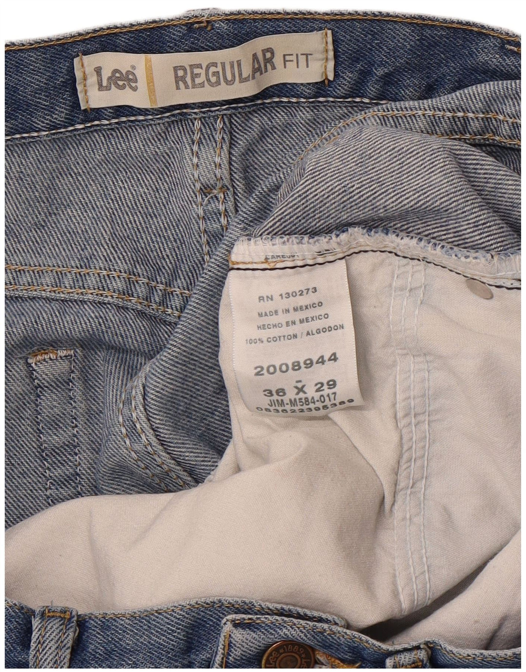 LEE Mens Regular Fit Straight Jeans W36 L29 Blue Cotton