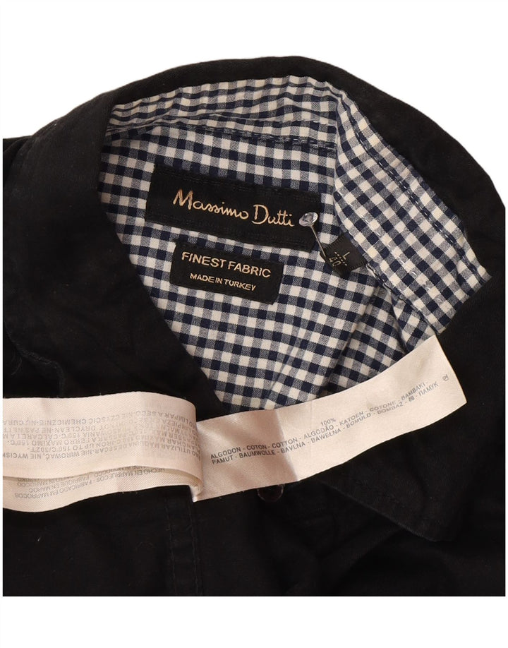 Ανδρικό πουκάμισο MASSIMO DUTTI EU 40, μεσαίο μαύρο χρώμα, βαμβακερό