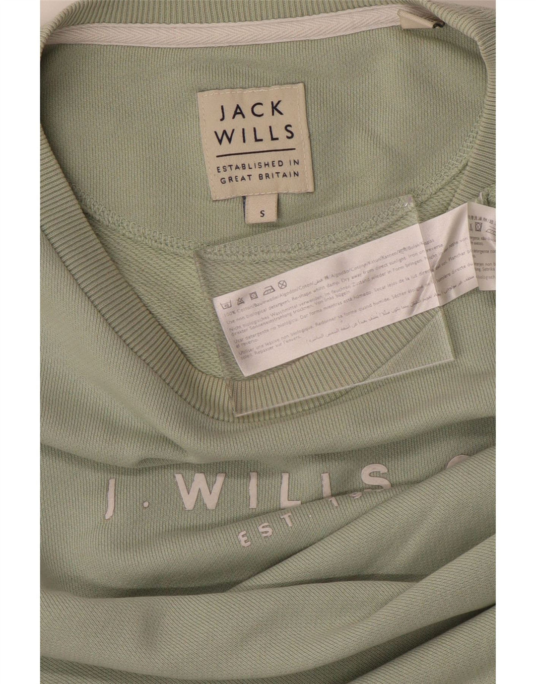 JACK WILLS Ανδρικό γραφικό φούτερ Jumper Μικρό πράσινο βαμβακερό