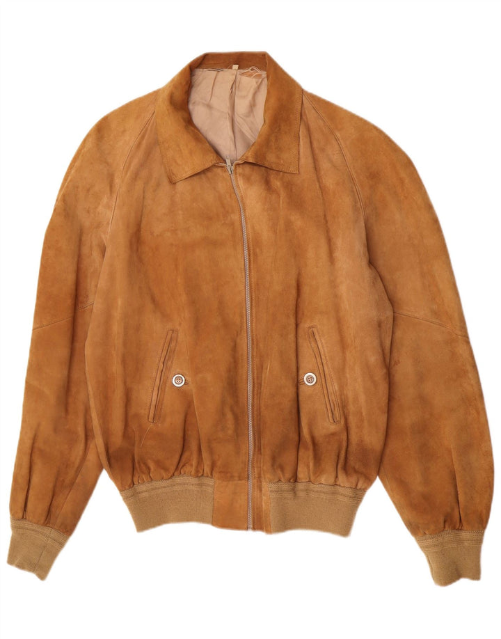 Vintage Ανδρικό Suede Bomber Jacket UK 38 Medium Brown