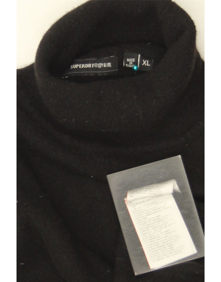 Ανδρικό πουλόβερ με ρολό λαιμόκοψη Superdry XL Μαύρο μάλλινο