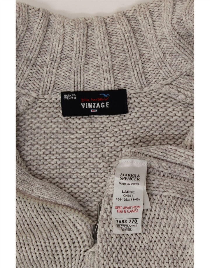 Marks & Spencer Ανδρικό πουλόβερ με φερμουάρ, μεγάλο γκρι βαμβακερό