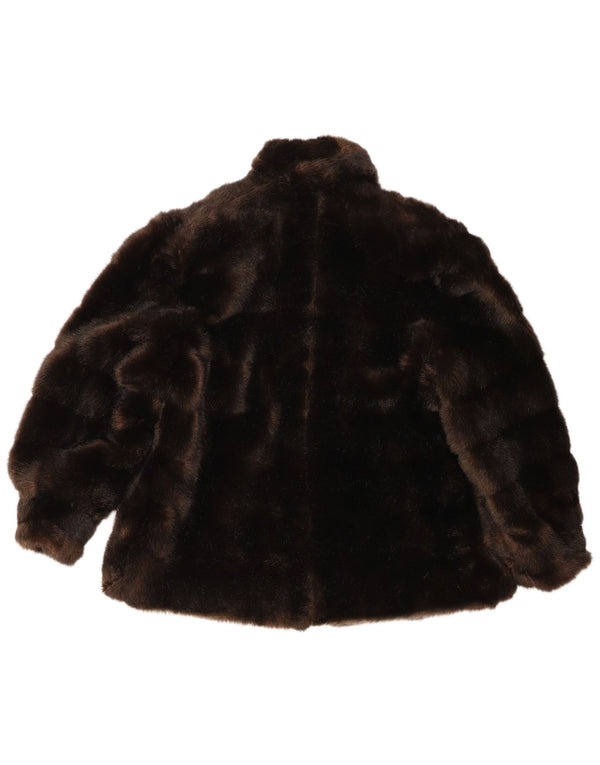Vintage Womens Faux Fur Coat UK 18 XL Brown